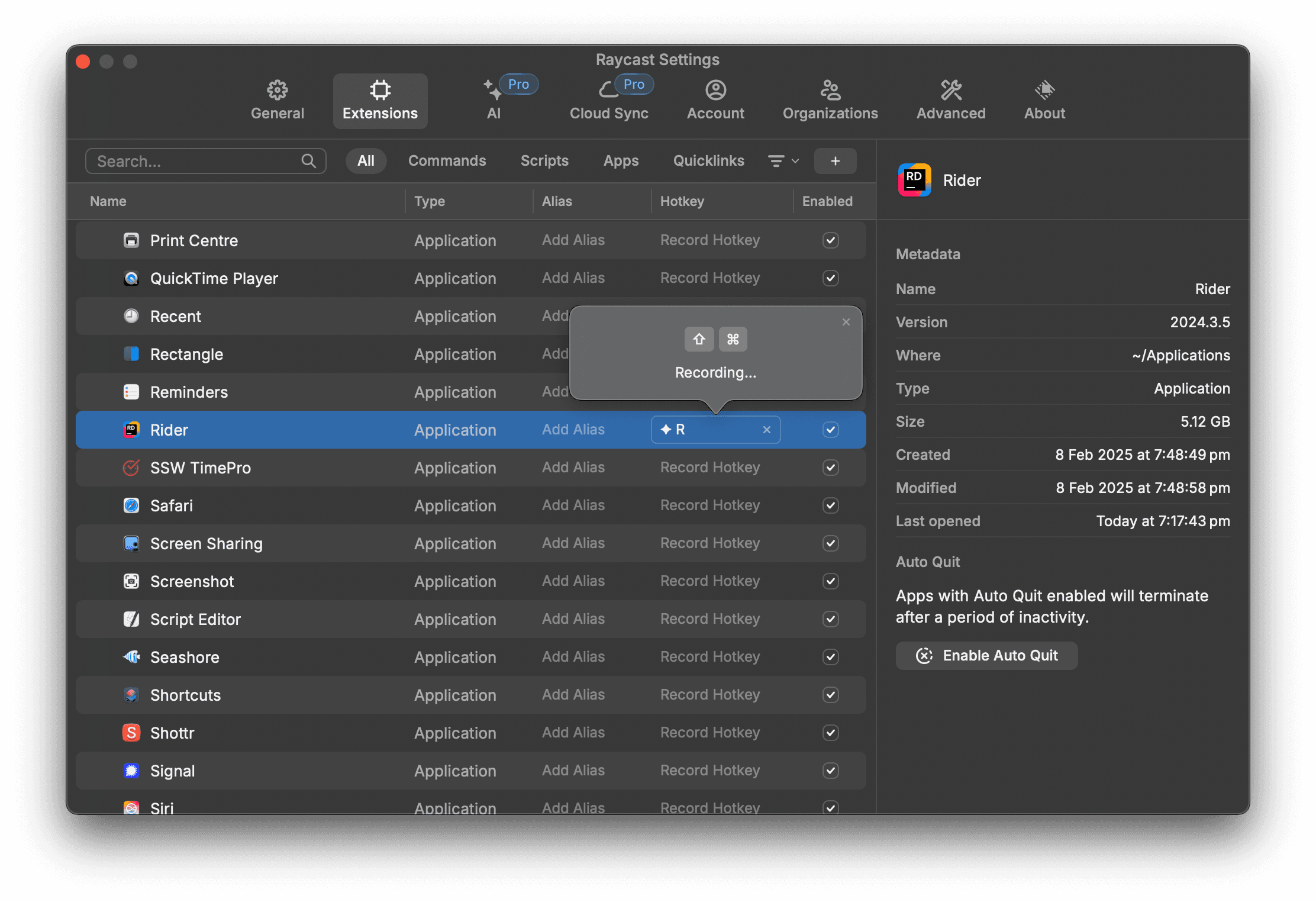 Raycast Hotkey