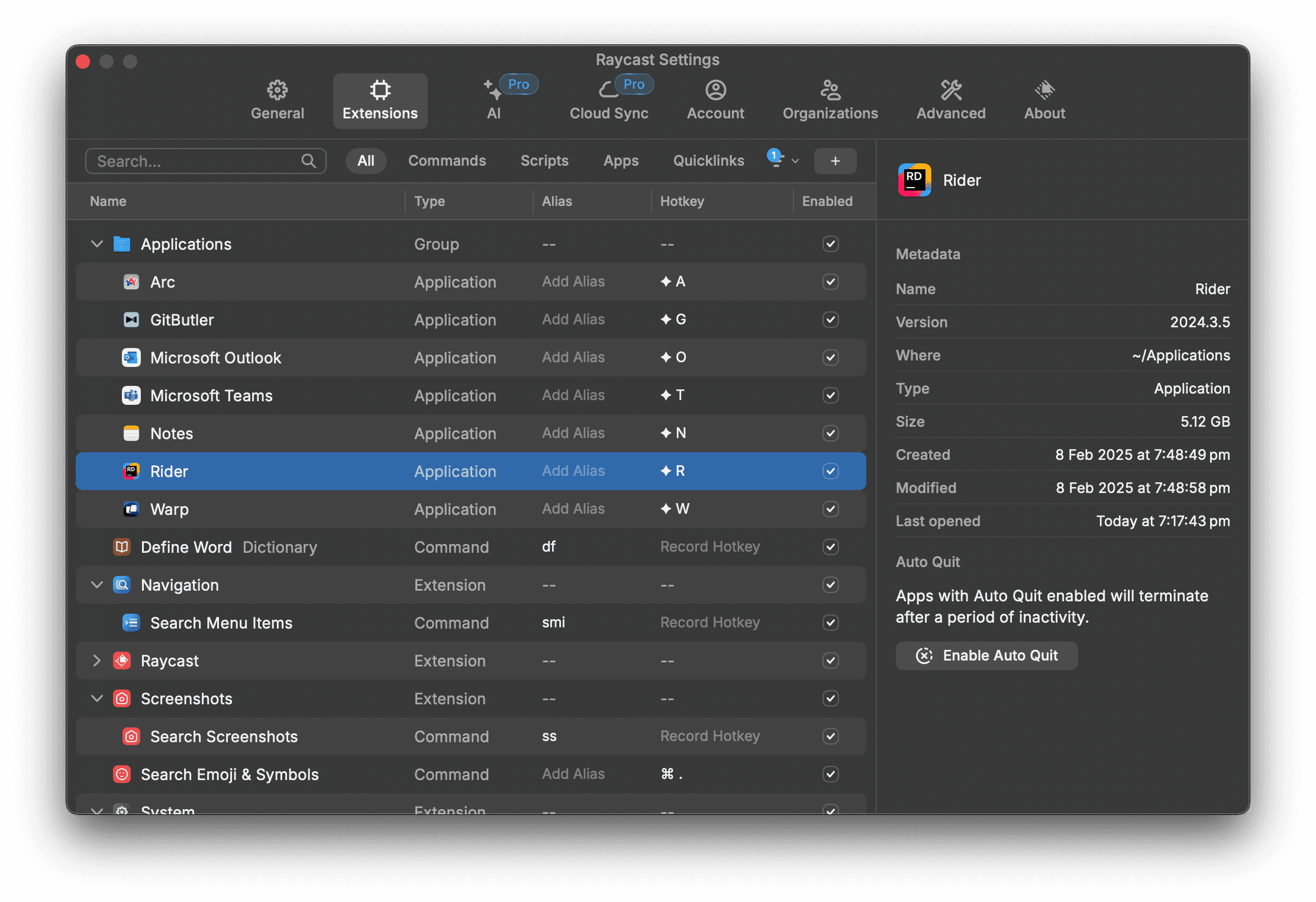 Raycast Hotkeys