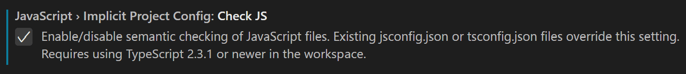 Enabling TS Checking of JS via VS Code