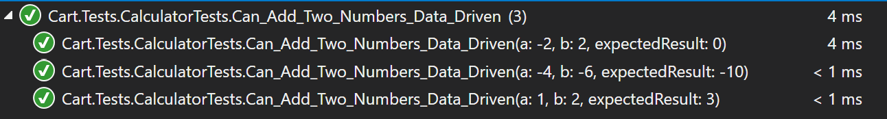 Running a data-driven unit test